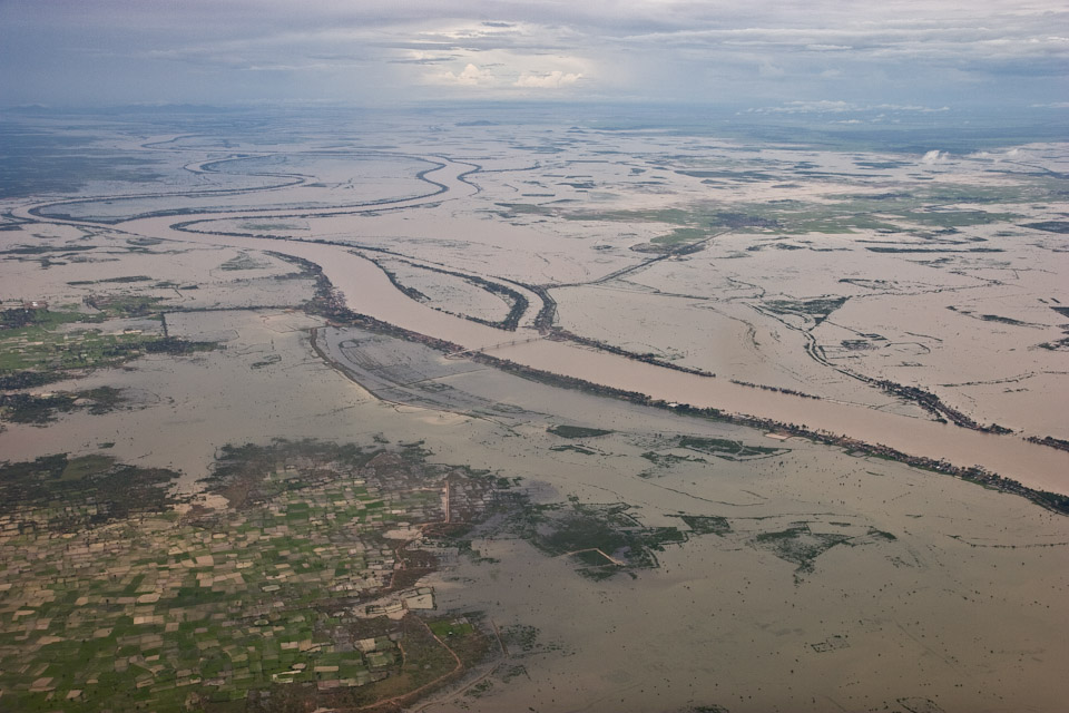 Aerial view of Tonle Sap, Phnom Penh, Cambodia