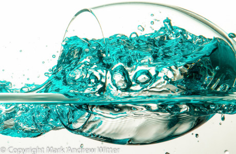 wine glass with blue water