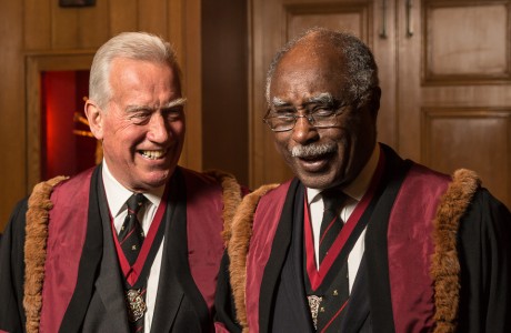 Sir Roger Henry Vickers KCVO FRCS (Left) and The Rt Hon The Lord Rebeiro CBE FRCS (Right)