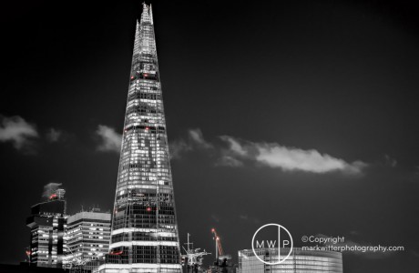 The Shard by night from The Tower of London